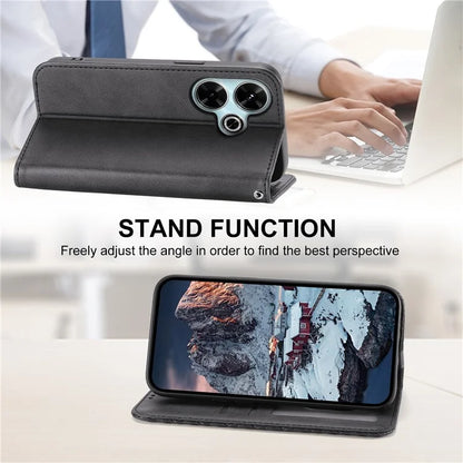 For Xiaomi Redmi 13 4G / 5G / Note 13R 5G / Poco M6 4G Case Calf Texture PU Leather Phone Cover with Wallet
