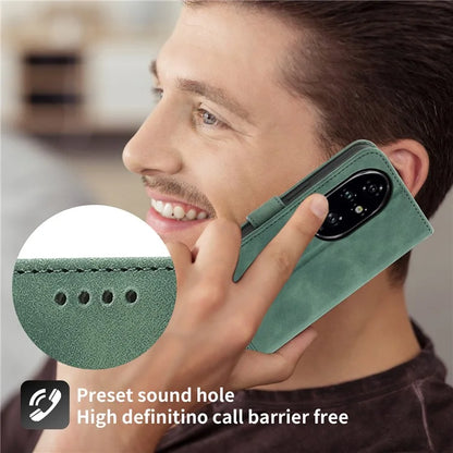 DIERFENG DF-03 For Honor 200 Pro 5G Case Lines Imprinted Leather Wallet Phone Cover