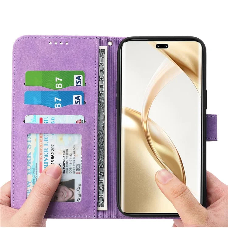 DIERFENG DF-03 For Honor 200 Pro 5G Case Lines Imprinted Leather Wallet Phone Cover