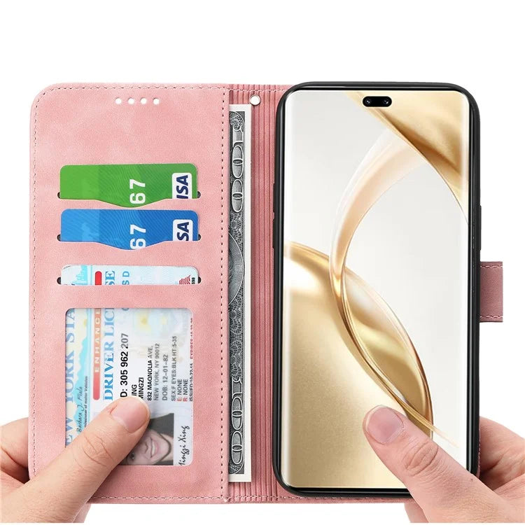 DIERFENG DF-03 For Honor 200 Pro 5G Case Lines Imprinted Leather Wallet Phone Cover