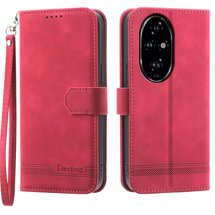 DIERFENG DF-03 For Honor 200 Pro 5G Case Lines Imprinted Leather Wallet Phone Cover