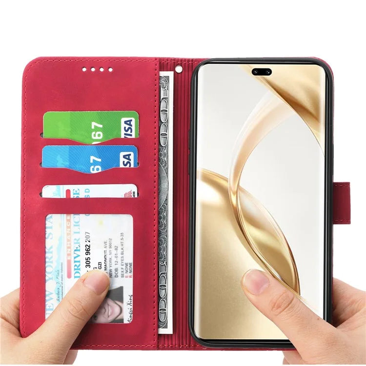 DIERFENG DF-03 For Honor 200 Pro 5G Case Lines Imprinted Leather Wallet Phone Cover