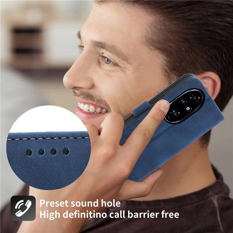 DIERFENG DF-03 For Honor 200 Pro 5G Case Lines Imprinted Leather Wallet Phone Cover