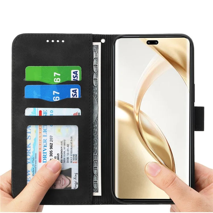 DIERFENG DF-03 For Honor 200 Pro 5G Case Lines Imprinted Leather Wallet Phone Cover
