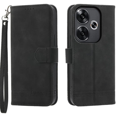 DIERFENG DF-03 For Xiaomi Redmi Turbo 3 5G / Poco F6 5G Leather Case Lines Imprint Wallet Phone Cover