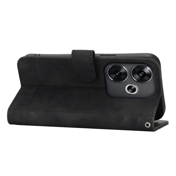 DIERFENG DF-03 For Xiaomi Redmi Turbo 3 5G / Poco F6 5G Leather Case Lines Imprint Wallet Phone Cover