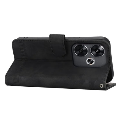 DIERFENG DF-03 For Xiaomi Redmi Turbo 3 5G / Poco F6 5G Leather Case Lines Imprint Wallet Phone Cover