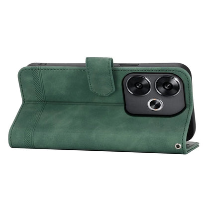 DIERFENG DF-03 For Xiaomi Redmi Turbo 3 5G / Poco F6 5G Leather Case Lines Imprint Wallet Phone Cover