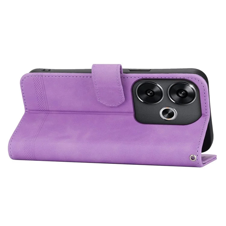 DIERFENG DF-03 For Xiaomi Redmi Turbo 3 5G / Poco F6 5G Leather Case Lines Imprint Wallet Phone Cover