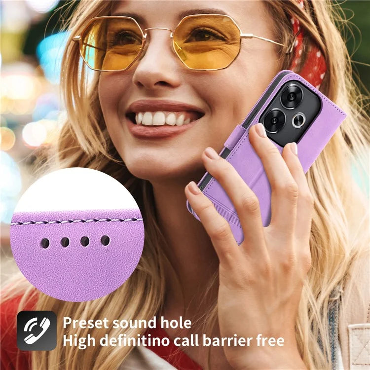 DIERFENG DF-03 For Xiaomi Redmi Turbo 3 5G / Poco F6 5G Leather Case Lines Imprint Wallet Phone Cover