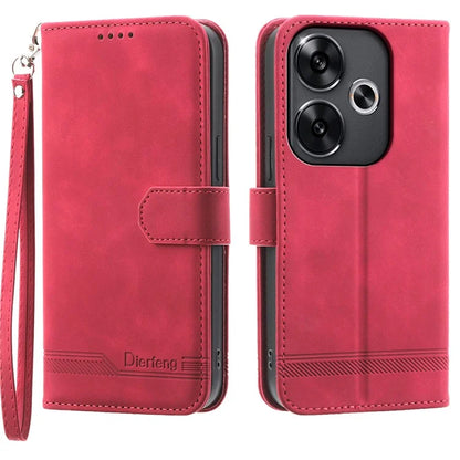 DIERFENG DF-03 For Xiaomi Redmi Turbo 3 5G / Poco F6 5G Leather Case Lines Imprint Wallet Phone Cover