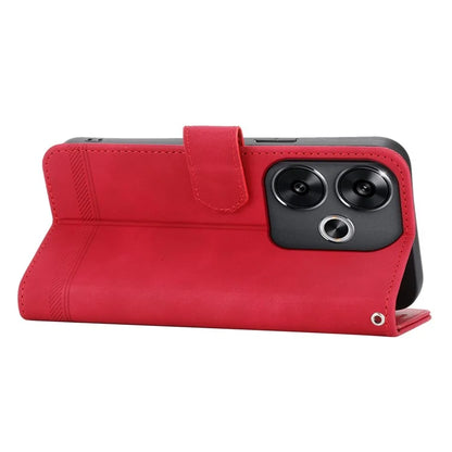 DIERFENG DF-03 For Xiaomi Redmi Turbo 3 5G / Poco F6 5G Leather Case Lines Imprint Wallet Phone Cover