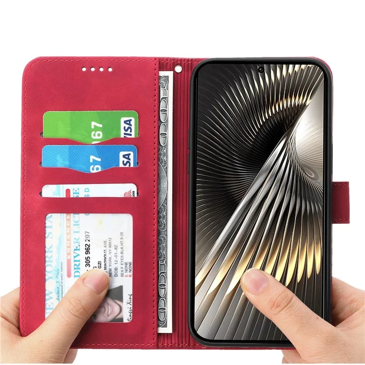 DIERFENG DF-03 For Xiaomi Redmi Turbo 3 5G / Poco F6 5G Leather Case Lines Imprint Wallet Phone Cover