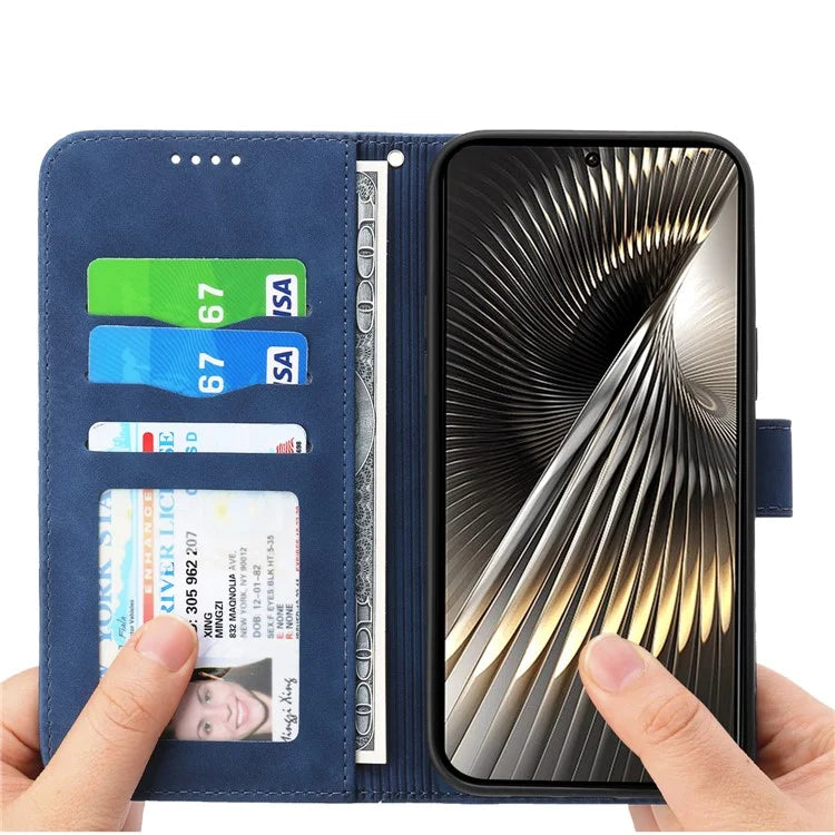 DIERFENG DF-03 For Xiaomi Redmi Turbo 3 5G / Poco F6 5G Leather Case Lines Imprint Wallet Phone Cover