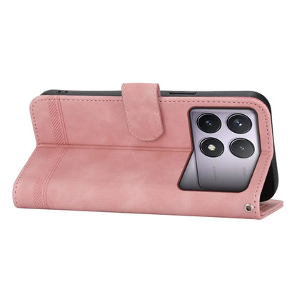 DIERFENG DF-03 For Xiaomi Poco F6 Pro 5G / Redmi K70 5G / K70 Pro 5G Wallet Phone Case Leather Cover Lines Imprinted