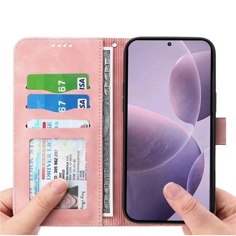 DIERFENG DF-03 For Xiaomi Poco F6 Pro 5G / Redmi K70 5G / K70 Pro 5G Wallet Phone Case Leather Cover Lines Imprinted
