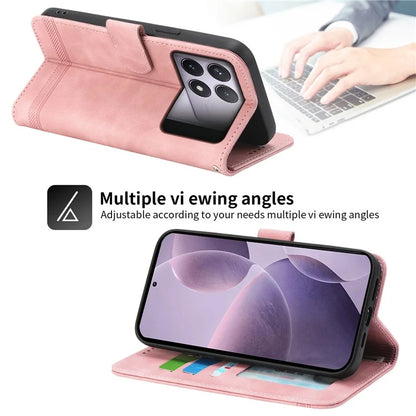 DIERFENG DF-03 For Xiaomi Poco F6 Pro 5G / Redmi K70 5G / K70 Pro 5G Wallet Phone Case Leather Cover Lines Imprinted