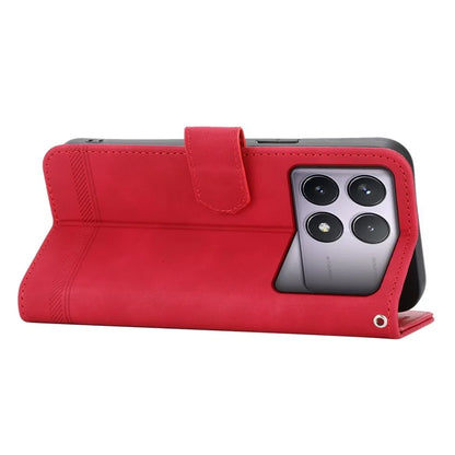 DIERFENG DF-03 For Xiaomi Poco F6 Pro 5G / Redmi K70 5G / K70 Pro 5G Wallet Phone Case Leather Cover Lines Imprinted