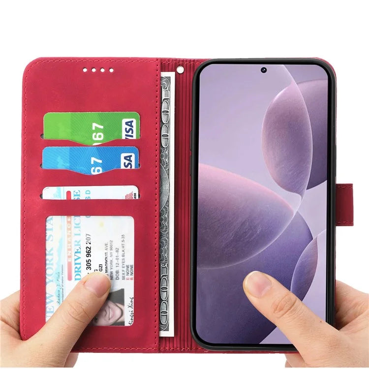 DIERFENG DF-03 For Xiaomi Poco F6 Pro 5G / Redmi K70 5G / K70 Pro 5G Wallet Phone Case Leather Cover Lines Imprinted
