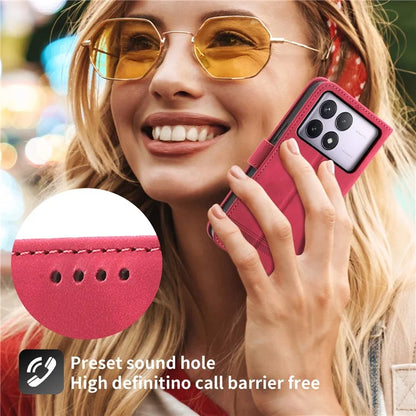 DIERFENG DF-03 For Xiaomi Poco F6 Pro 5G / Redmi K70 5G / K70 Pro 5G Wallet Phone Case Leather Cover Lines Imprinted