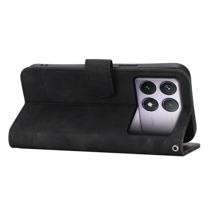 DIERFENG DF-03 For Xiaomi Poco F6 Pro 5G / Redmi K70 5G / K70 Pro 5G Wallet Phone Case Leather Cover Lines Imprinted