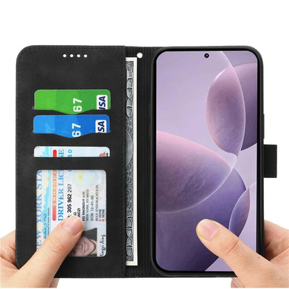 DIERFENG DF-03 For Xiaomi Poco F6 Pro 5G / Redmi K70 5G / K70 Pro 5G Wallet Phone Case Leather Cover Lines Imprinted