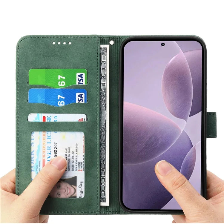 DIERFENG DF-03 For Xiaomi Poco F6 Pro 5G / Redmi K70 5G / K70 Pro 5G Wallet Phone Case Leather Cover Lines Imprinted