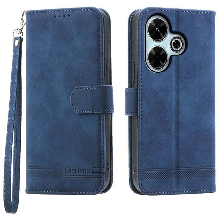 DIERFENG DF-03 For Xiaomi Redmi 13 4G / 5G / Note 13R 5G / Poco M6 4G Leather Case Wallet Phone Cover