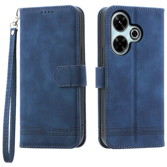 DIERFENG DF-03 For Xiaomi Redmi 13 4G / 5G / Note 13R 5G / Poco M6 4G Leather Case Wallet Phone Cover