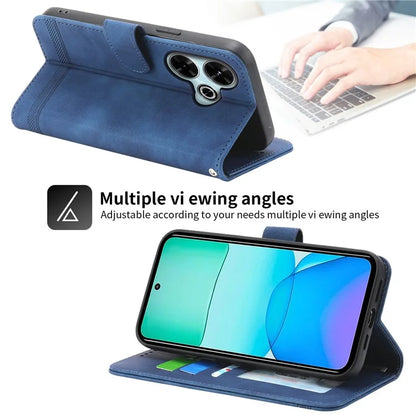 DIERFENG DF-03 For Xiaomi Redmi 13 4G / 5G / Note 13R 5G / Poco M6 4G Leather Case Wallet Phone Cover