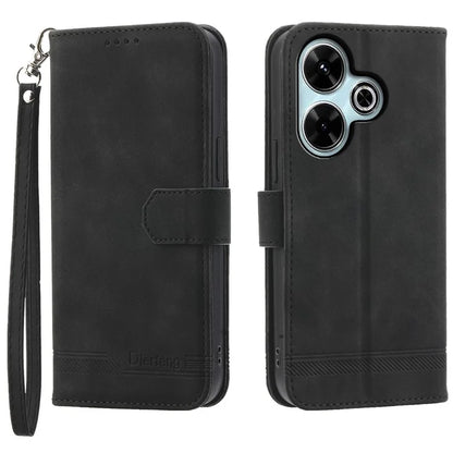 DIERFENG DF-03 For Xiaomi Redmi 13 4G / 5G / Note 13R 5G / Poco M6 4G Leather Case Wallet Phone Cover