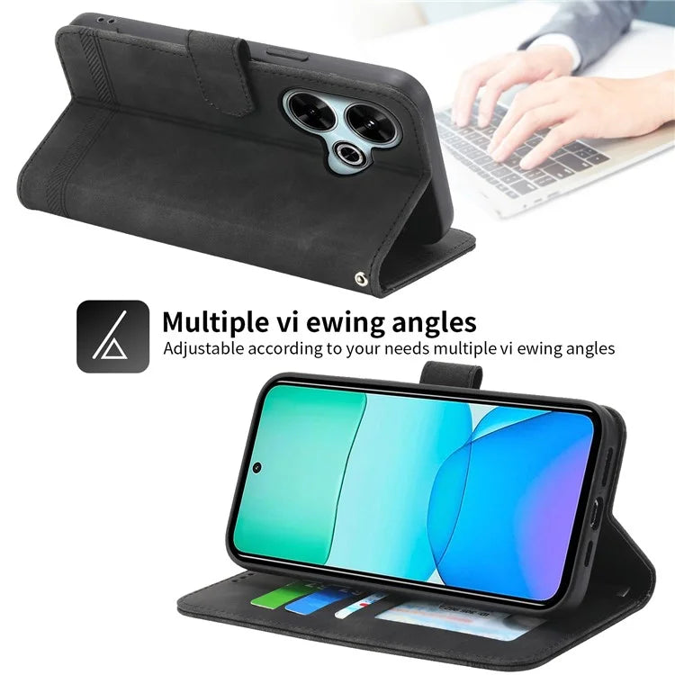DIERFENG DF-03 For Xiaomi Redmi 13 4G / 5G / Note 13R 5G / Poco M6 4G Leather Case Wallet Phone Cover