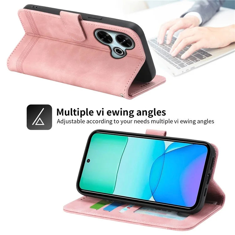 DIERFENG DF-03 For Xiaomi Redmi 13 4G / 5G / Note 13R 5G / Poco M6 4G Leather Case Wallet Phone Cover