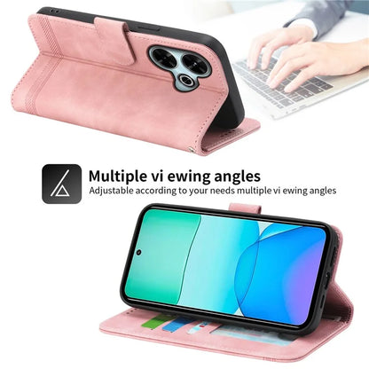 DIERFENG DF-03 For Xiaomi Redmi 13 4G / 5G / Note 13R 5G / Poco M6 4G Leather Case Wallet Phone Cover