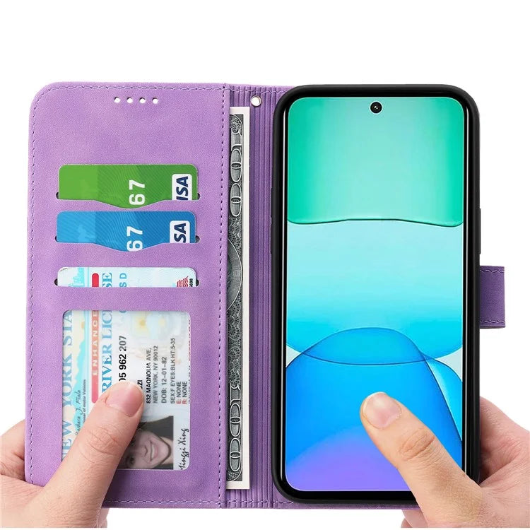 DIERFENG DF-03 For Xiaomi Redmi 13 4G / 5G / Note 13R 5G / Poco M6 4G Leather Case Wallet Phone Cover