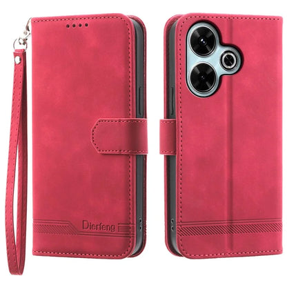 DIERFENG DF-03 For Xiaomi Redmi 13 4G / 5G / Note 13R 5G / Poco M6 4G Leather Case Wallet Phone Cover
