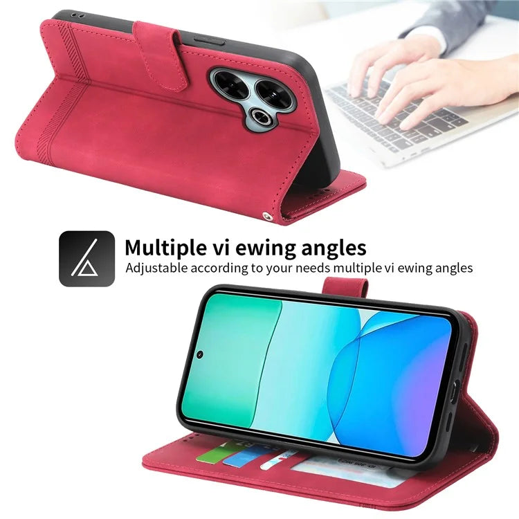 DIERFENG DF-03 For Xiaomi Redmi 13 4G / 5G / Note 13R 5G / Poco M6 4G Leather Case Wallet Phone Cover