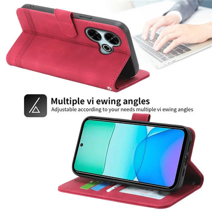 DIERFENG DF-03 For Xiaomi Redmi 13 4G / 5G / Note 13R 5G / Poco M6 4G Leather Case Wallet Phone Cover
