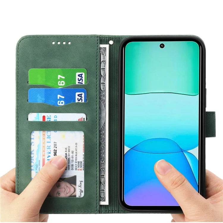 DIERFENG DF-03 For Xiaomi Redmi 13 4G / 5G / Note 13R 5G / Poco M6 4G Leather Case Wallet Phone Cover