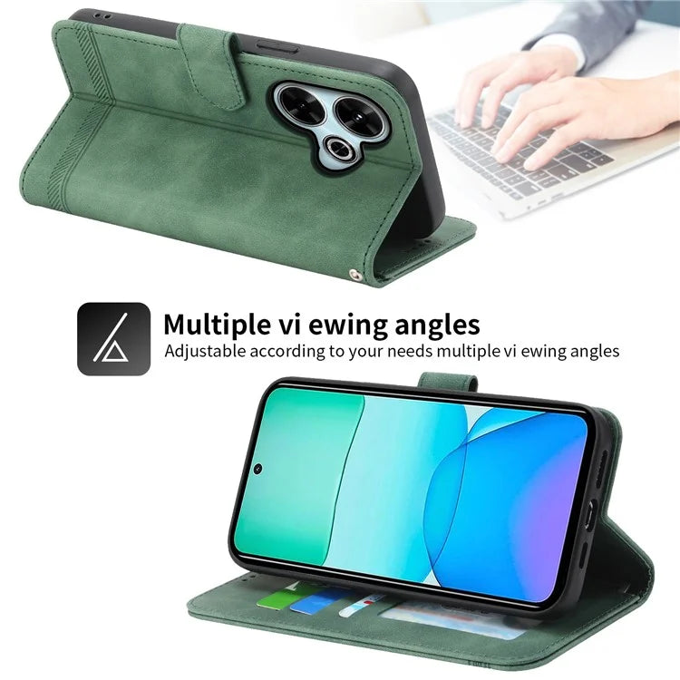 DIERFENG DF-03 For Xiaomi Redmi 13 4G / 5G / Note 13R 5G / Poco M6 4G Leather Case Wallet Phone Cover