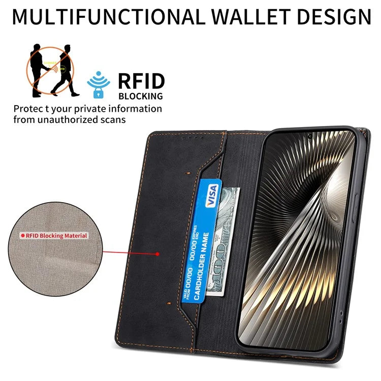 DF-05 For Xiaomi Redmi Turbo 3 5G / Poco F6 5G Case RFID Blocking PU Leather Phone Cover