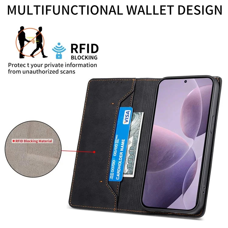 DF-05 For Xiaomi Poco F6 Pro 5G / Redmi K70 5G / K70 Pro 5G RFID Blocking Case PU Leather Phone Cover