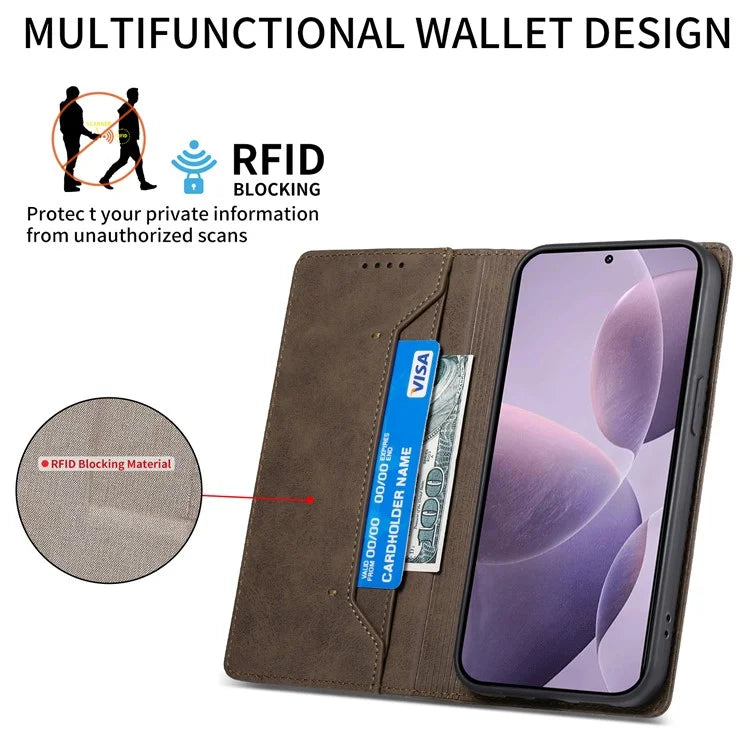 DF-05 For Xiaomi Poco F6 Pro 5G / Redmi K70 5G / K70 Pro 5G RFID Blocking Case PU Leather Phone Cover