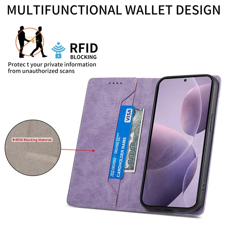DF-05 For Xiaomi Poco F6 Pro 5G / Redmi K70 5G / K70 Pro 5G RFID Blocking Case PU Leather Phone Cover