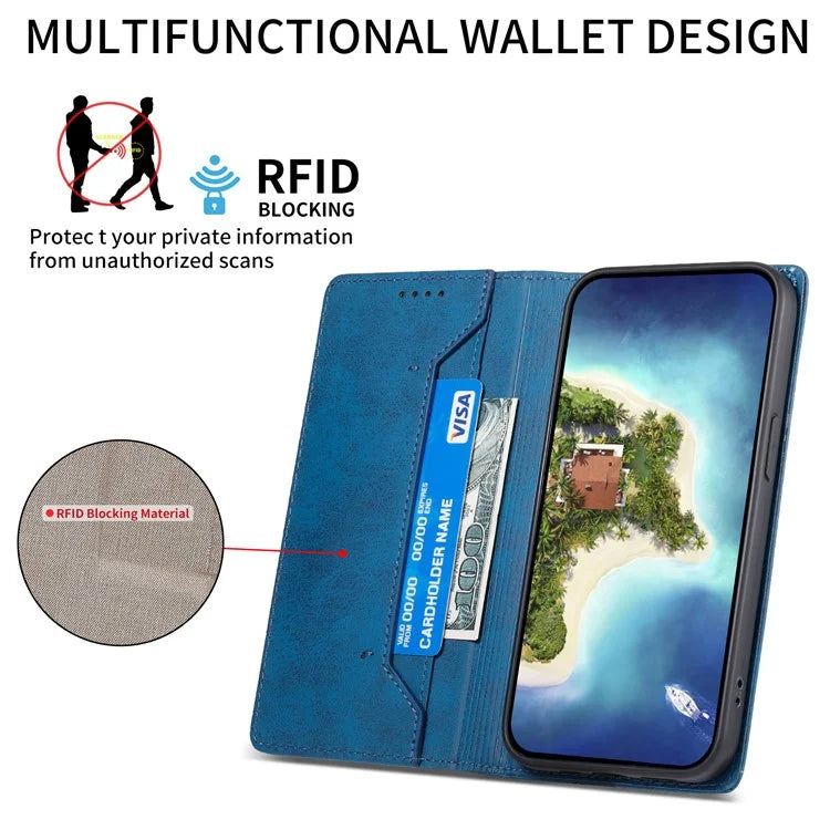 DF-05 For Xiaomi Redmi 13 4G / 5G / Note 13R 5G / Poco M6 4G Case RFID Blocking Leather Phone Shell