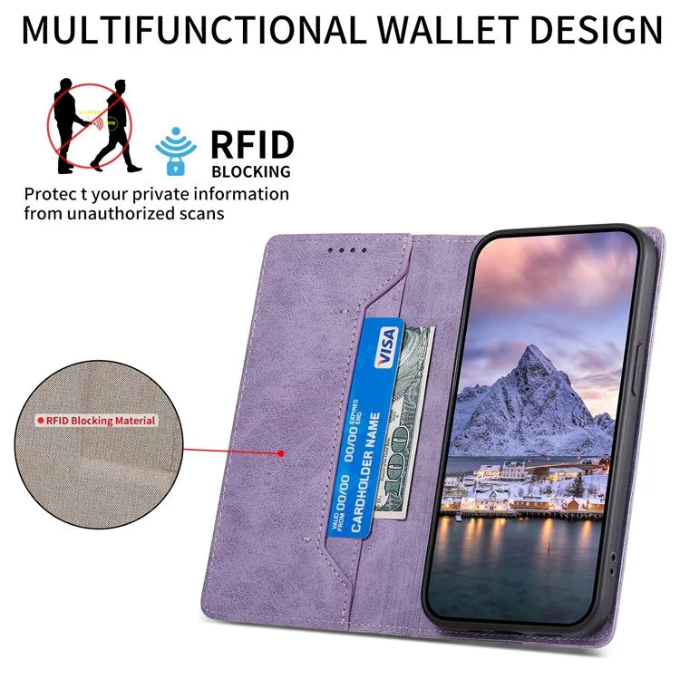 DF-05 For Xiaomi Redmi 13 4G / 5G / Note 13R 5G / Poco M6 4G Case RFID Blocking Leather Phone Shell