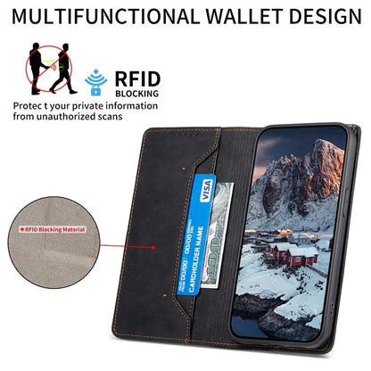DF-05 For Xiaomi Redmi 13 4G / 5G / Note 13R 5G / Poco M6 4G Case RFID Blocking Leather Phone Shell