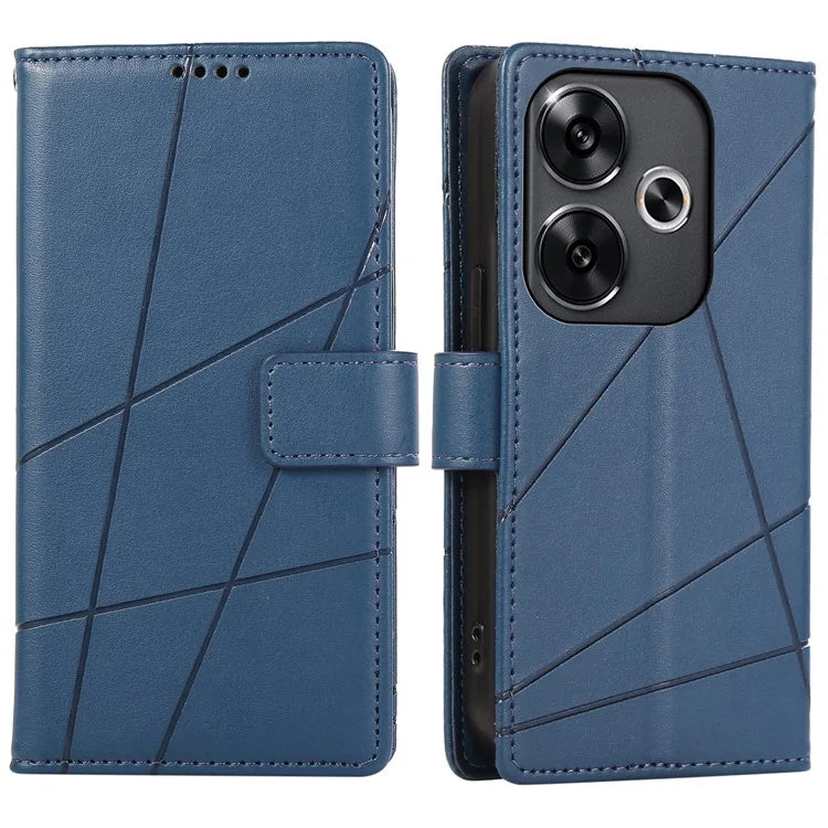 DF-06 For Xiaomi Redmi Turbo 3 5G / Poco F6 5G Wholesale Phone Case Line Imprint Leather Wallet Cover