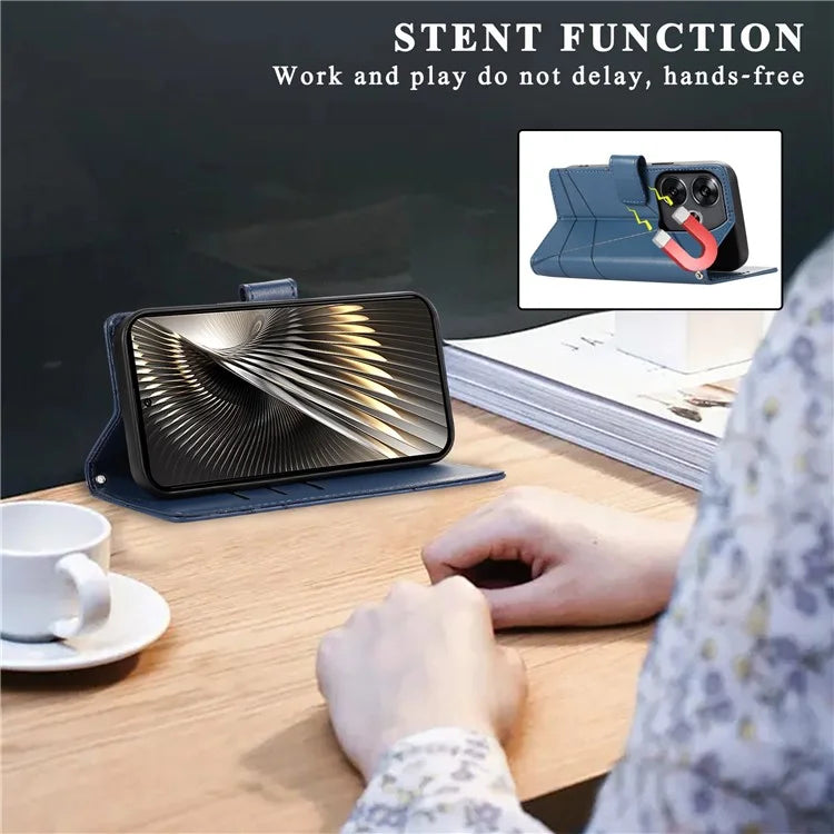 DF-06 For Xiaomi Redmi Turbo 3 5G / Poco F6 5G Wholesale Phone Case Line Imprint Leather Wallet Cover