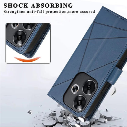 DF-06 For Xiaomi Redmi Turbo 3 5G / Poco F6 5G Wholesale Phone Case Line Imprint Leather Wallet Cover